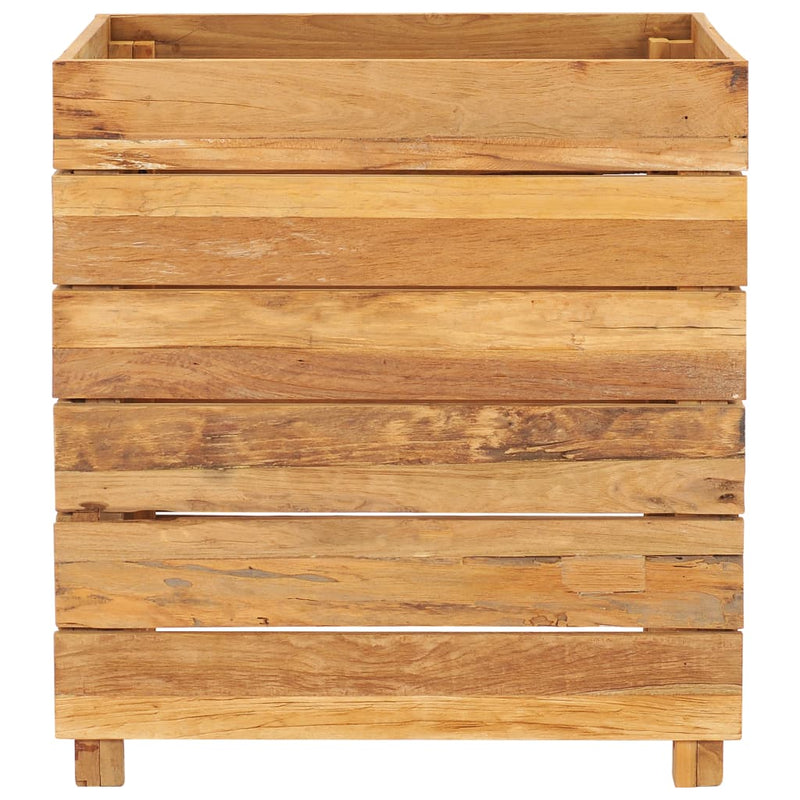 vidaXL újrahasznosított tíkfa és acél magaságyás 50 x 40 x 55 cm