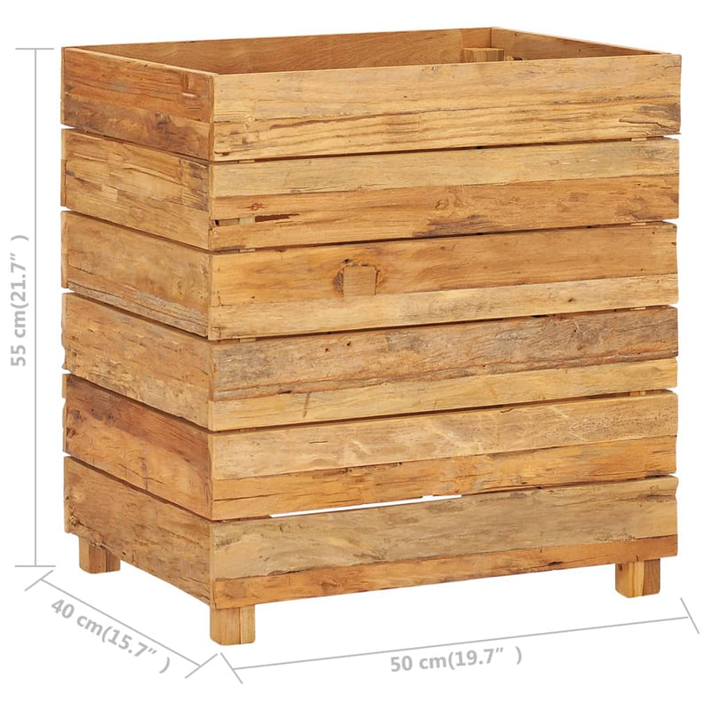 vidaXL újrahasznosított tíkfa és acél magaságyás 50 x 40 x 55 cm
