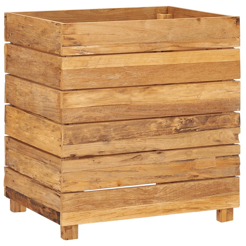 vidaXL újrahasznosított tíkfa és acél magaságyás 50 x 40 x 55 cm