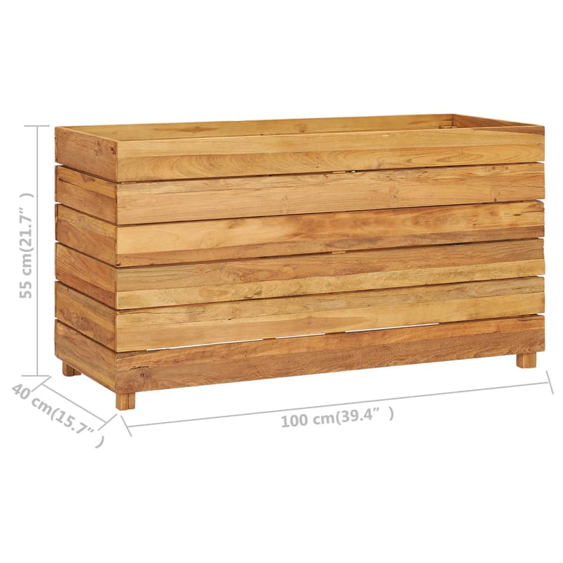 vidaXL újrahasznosított tíkfa és acél magaságyás 100 x 40 x 55 cm