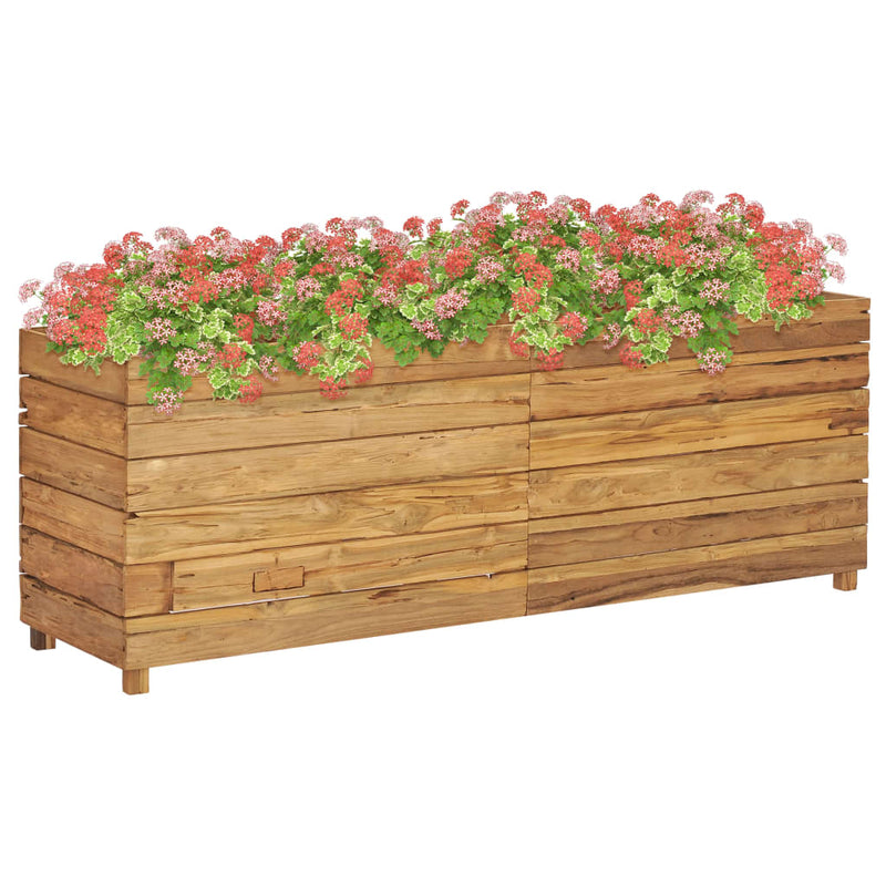 vidaXL újrahasznosított tíkfa és acél magaságyás 150 x 40 x 55 cm