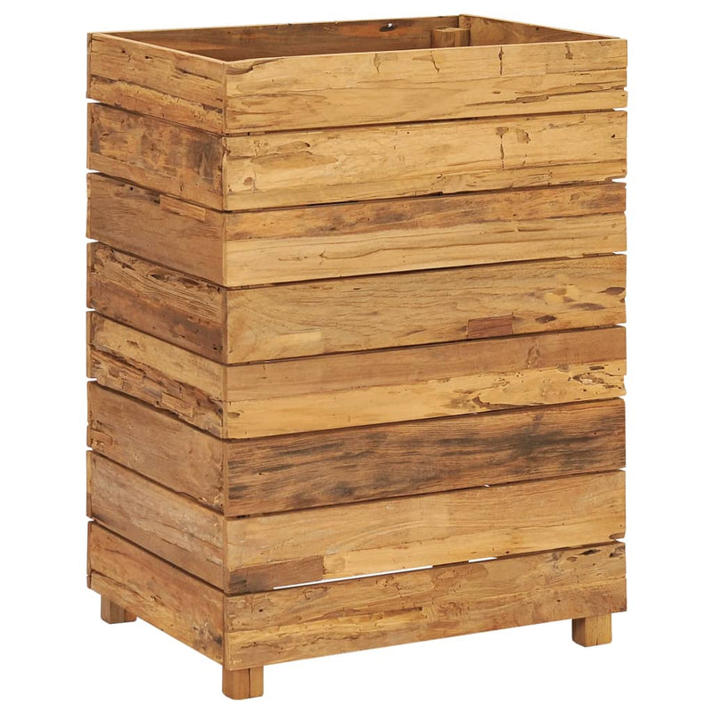vidaXL újrahasznosított tíkfa és acél magaságyás 50 x 40 x 72 cm