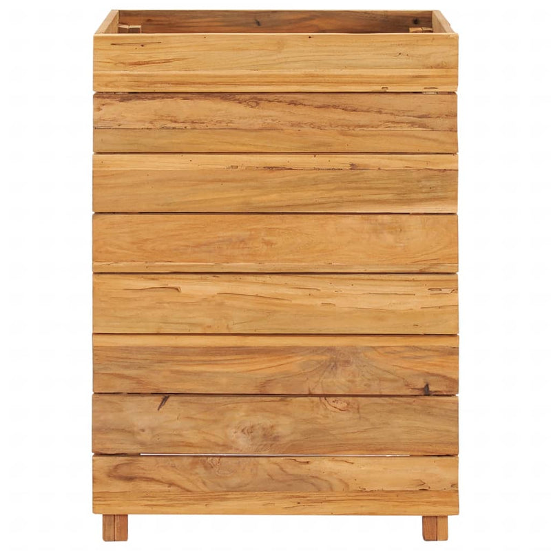vidaXL újrahasznosított tíkfa és acél magaságyás 50 x 40 x 72 cm