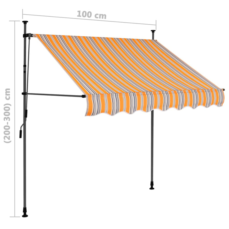 vidaXL sárga és kék kézzel feltekerhető LED-es napellenző 100 cm