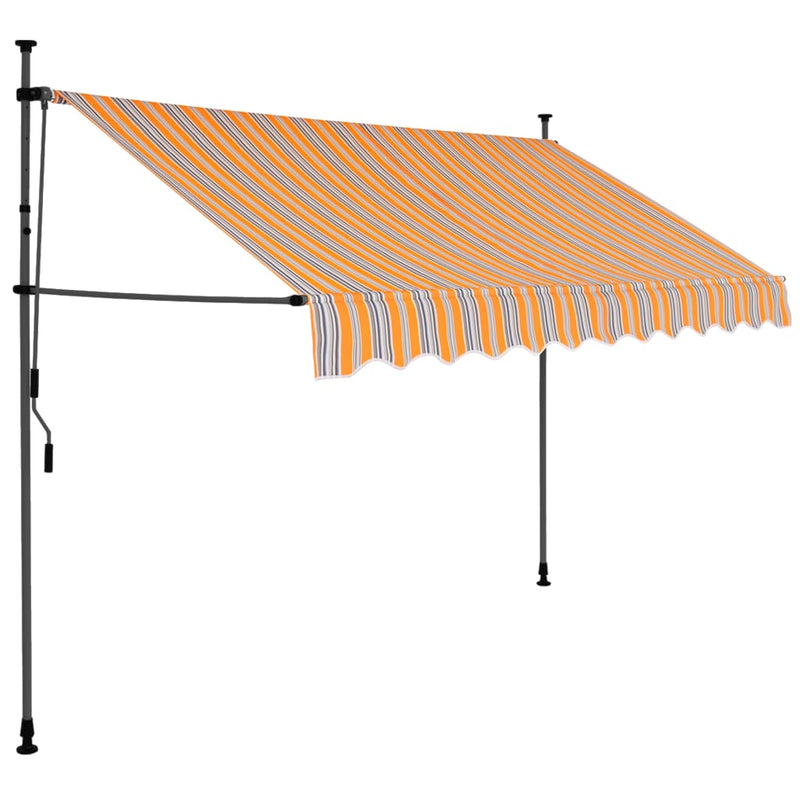 vidaXL sárga és kék kézzel kihúzható LED-es napellenző 250 cm