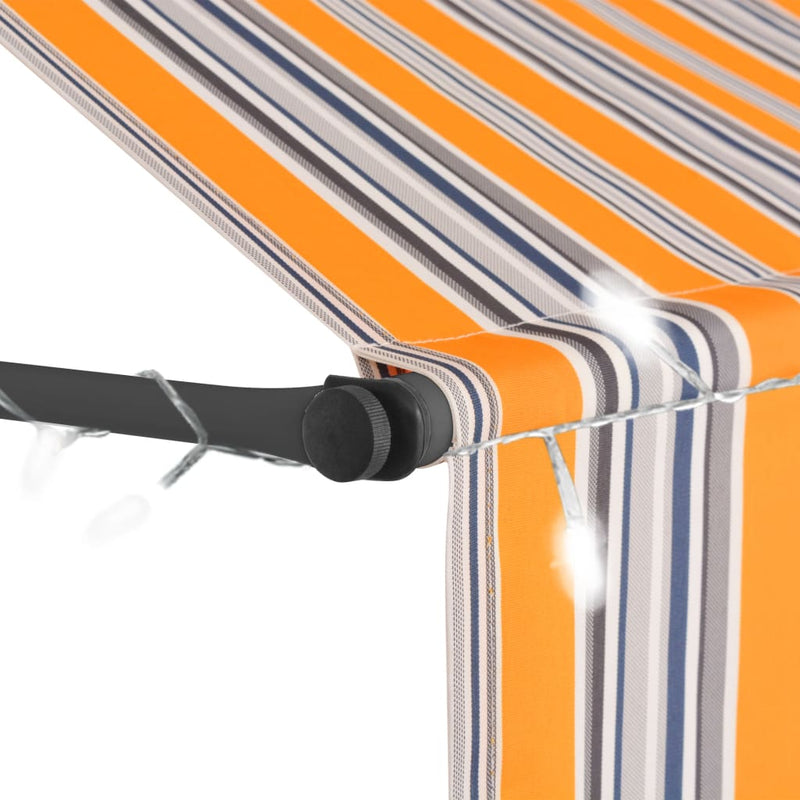 vidaXL sárga és kék kézzel kihúzható LED-es napellenző 250 cm