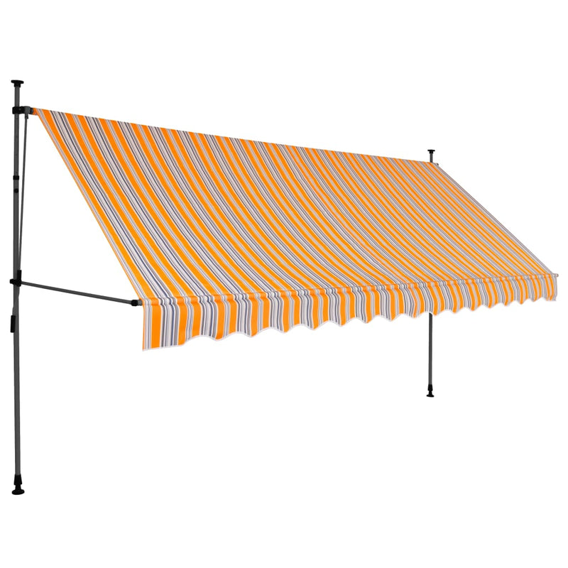 vidaXL sárga és kék kézzel kihúzható LED-es napellenző 350 cm