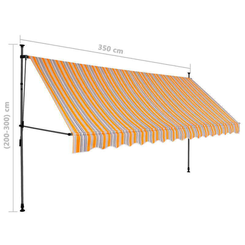 vidaXL sárga és kék kézzel kihúzható LED-es napellenző 350 cm