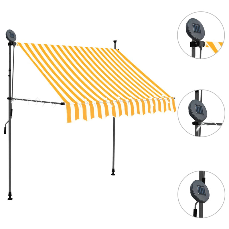 vidaXL fehér-narancssárga kézzel kihúzható LED-es napellenző 100 cm