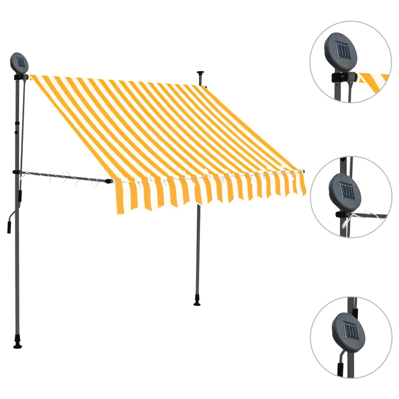 vidaXL fehér-narancssárga manuális LED-es napellenző 150 cm