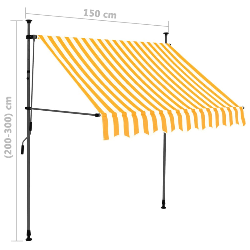vidaXL fehér-narancssárga manuális LED-es napellenző 150 cm