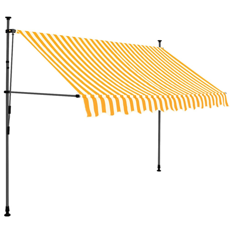 vidaXL fehér-narancssárga kézzel kihúzható LED-es napellenző 300 cm