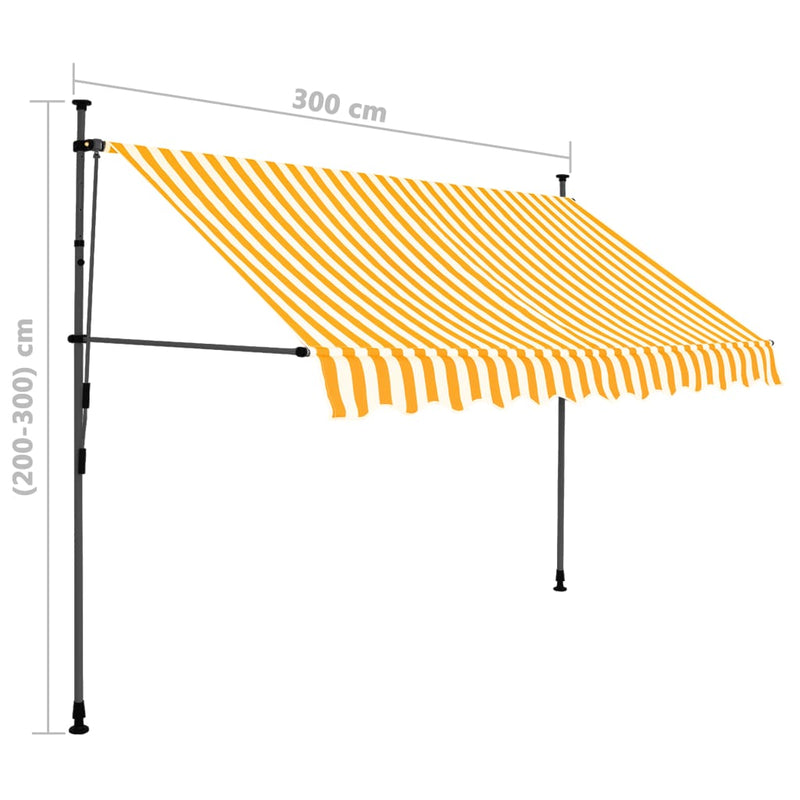 vidaXL fehér-narancssárga kézzel kihúzható LED-es napellenző 300 cm