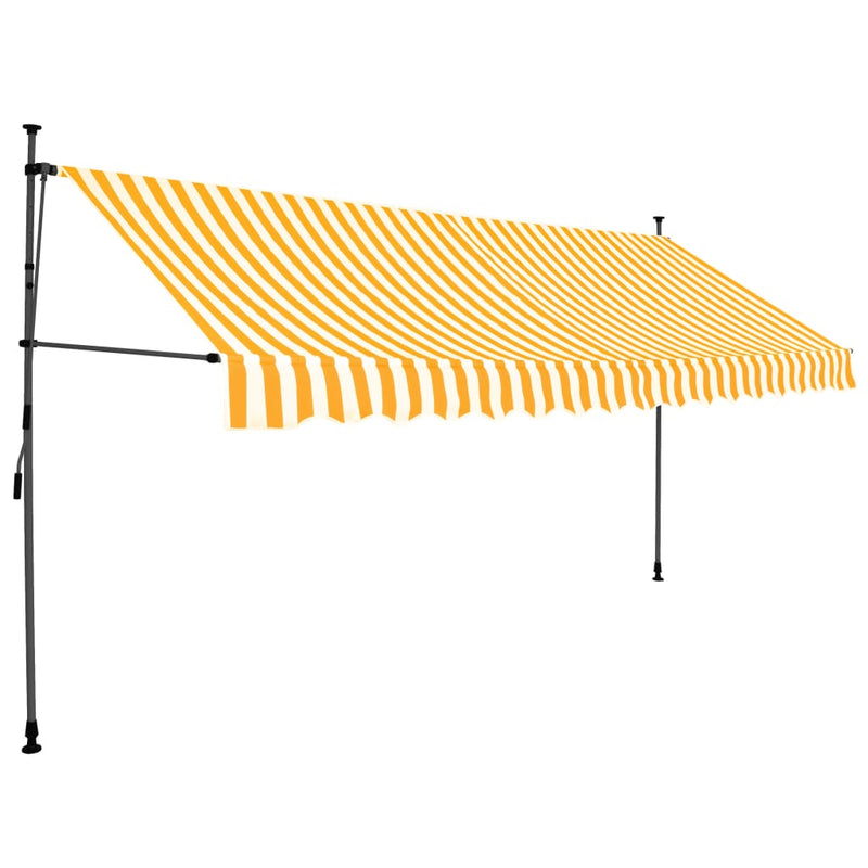 vidaXL fehér-narancssárga kézzel kihúzható LED-es napellenző 350 cm