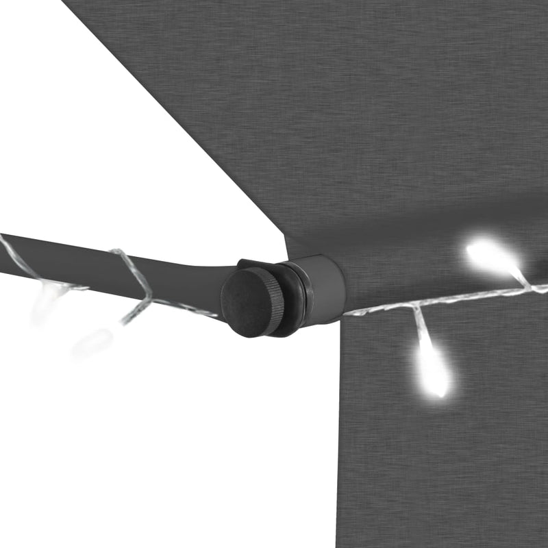 vidaXL antracitszürke kézzel kihúzható LED-es napellenző 300 cm