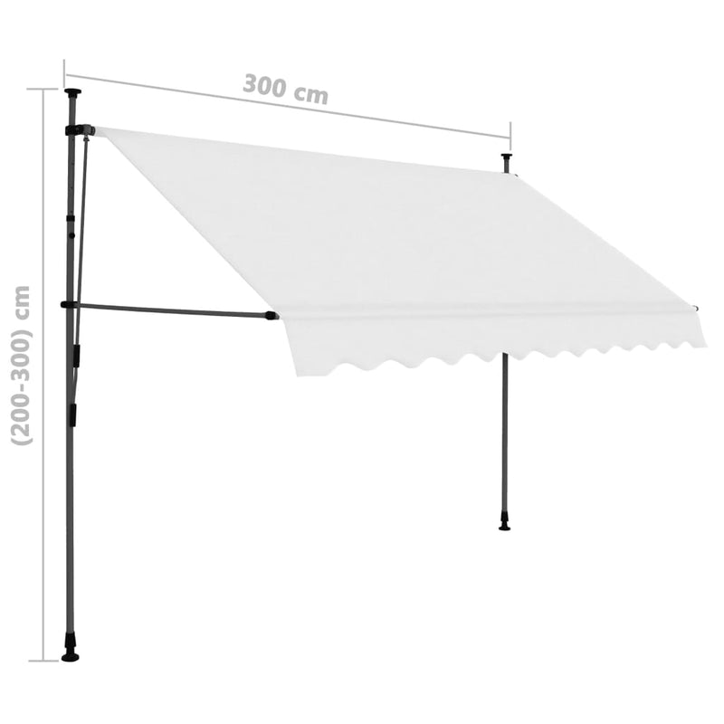 vidaXL krémszínű kézzel kihúzható LED-es napellenző 300 cm