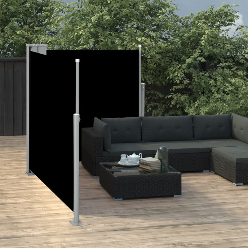 vidaXL fekete behúzható oldalsó napellenző 100 x 600 cm