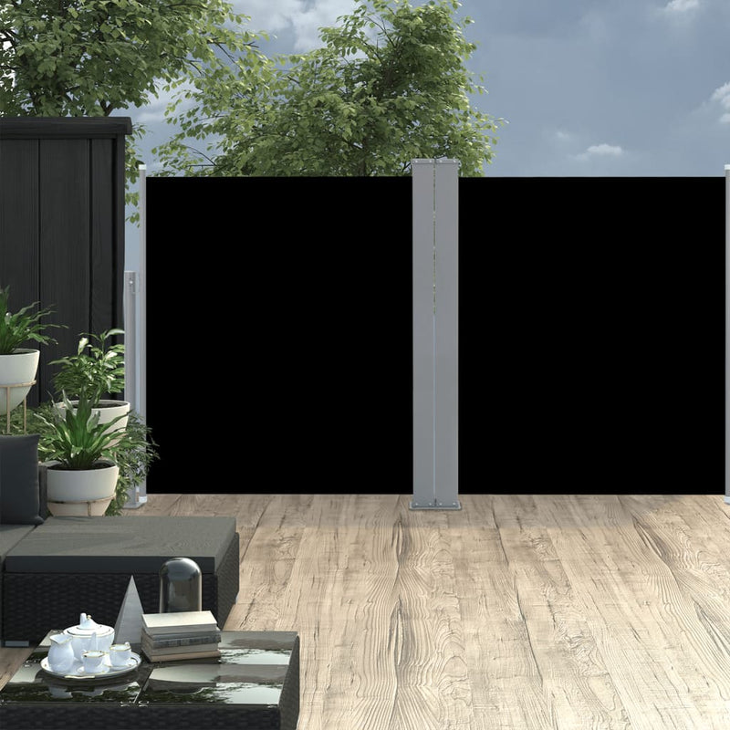 vidaXL fekete behúzható oldalsó napellenző 140 x 600 cm