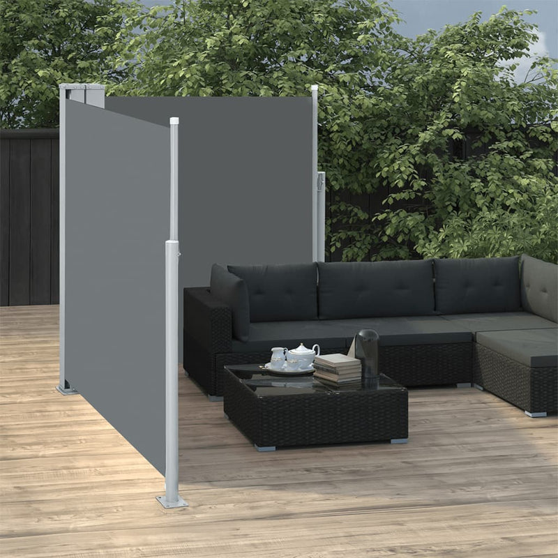 vidaXL antracitszürke behúzható oldalsó napellenző 140 x 600 cm
