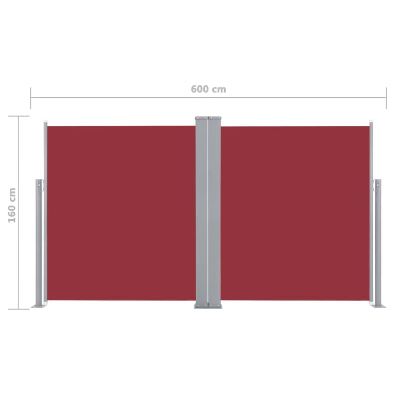 vidaXL piros behúzható oldalsó napellenző 160 x 600 cm