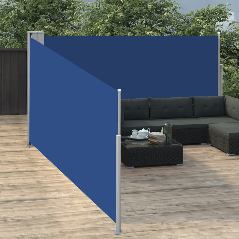 vidaXL kék behúzható oldalsó napellenző 140 x 1000 cm