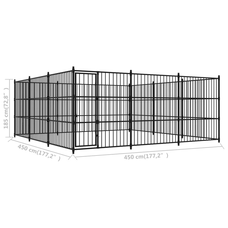 vidaXL kültéri kutyakennel 450 x 450 x 185 cm