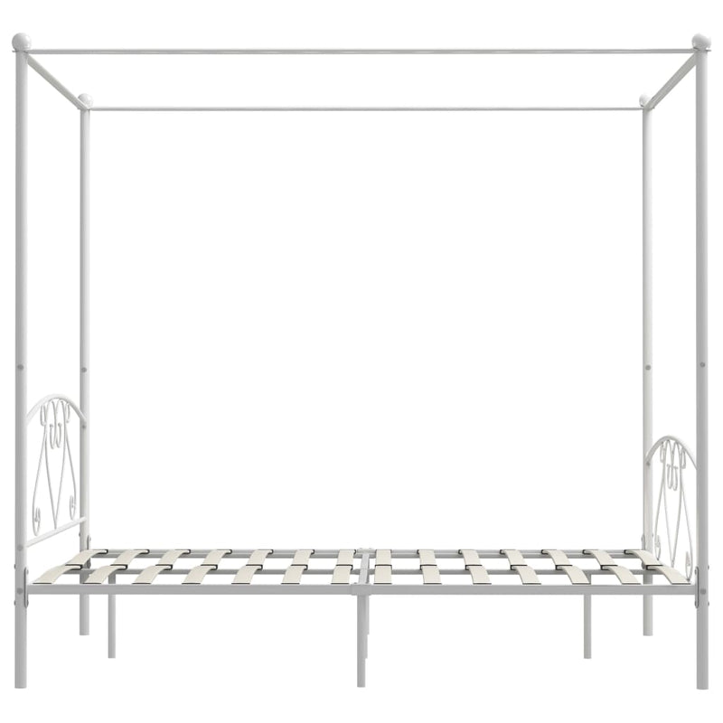 vidaXL fehér fém baldachinos ágykeret 140 x 200 cm