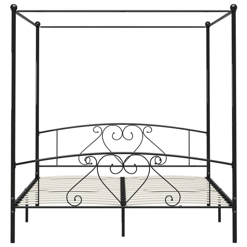 vidaXL fekete fém baldachinos ágykeret 180 x 200 cm