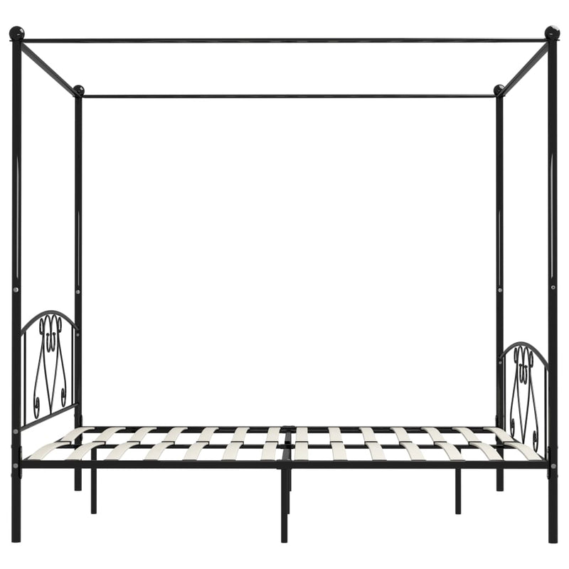 vidaXL fekete fém baldachinos ágykeret 180 x 200 cm