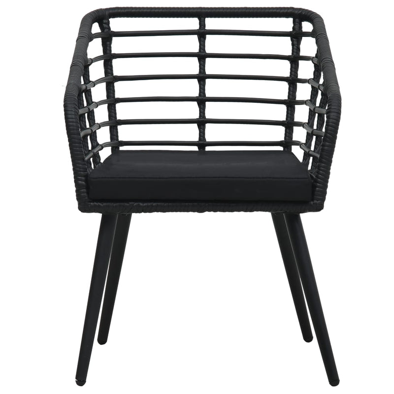 vidaXL 2 db fekete polyrattan kerti szék párnával