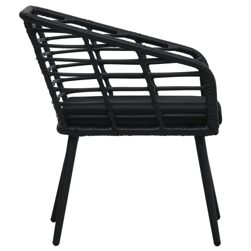 vidaXL 2 db fekete polyrattan kerti szék párnával