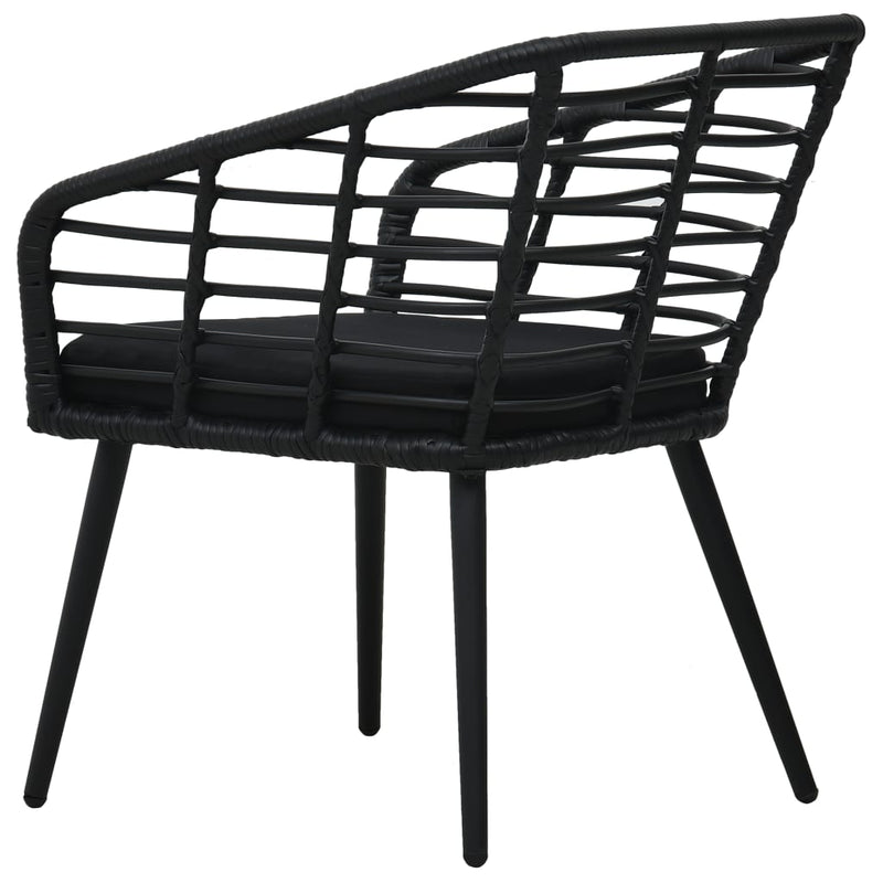 vidaXL 2 db fekete polyrattan kerti szék párnával