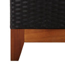 vidaXL fekete polyrattan és tömör akácfa napozóágy