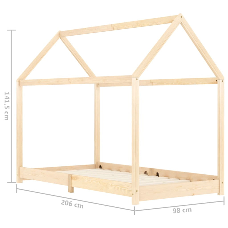 vidaXL tömör fenyőfa gyerekágy-keret 90 x 200 cm