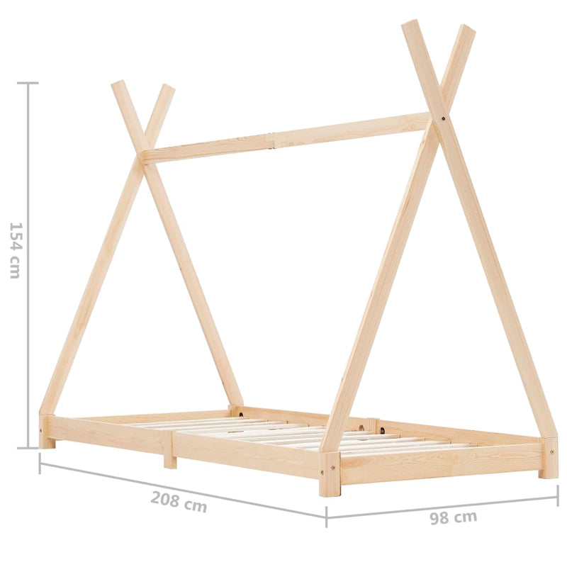 vidaXL tömör fenyőfa gyerekágy-keret 90 x 200 cm