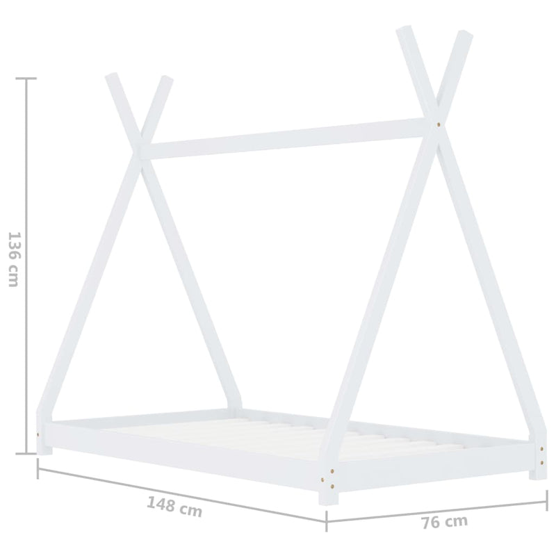 vidaXL fehér tömör fenyőfa gyerekágy-keret 70 x 140 cm
