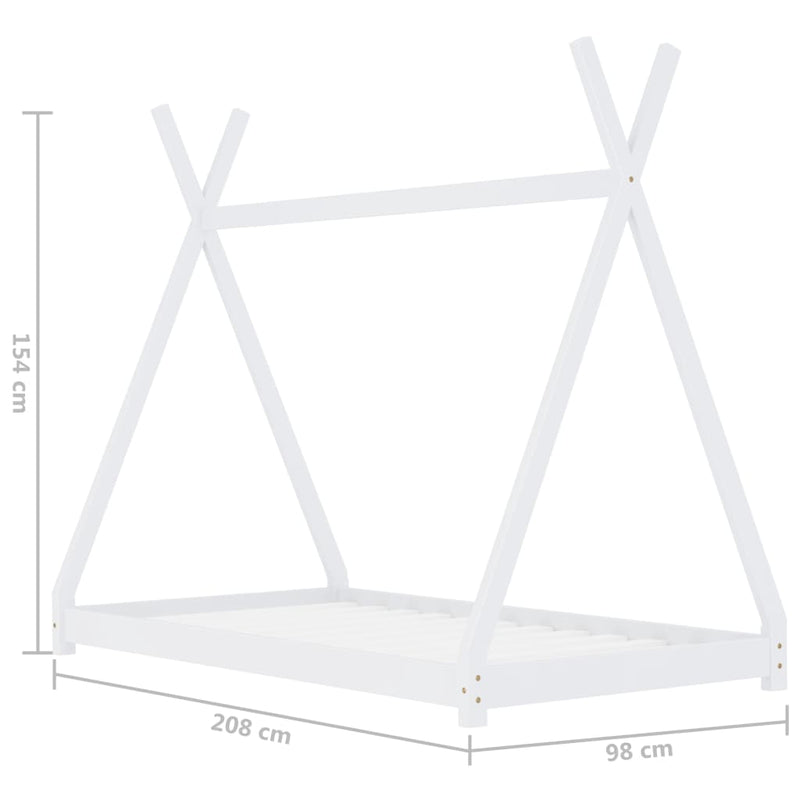 vidaXL fehér tömör fenyőfa gyerekágy-keret 90 x 200 cm