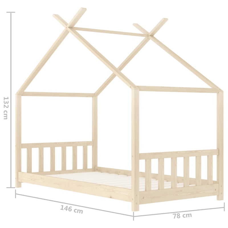 vidaXL tömör fenyőfa gyerekágy-keret 70 x 140 cm