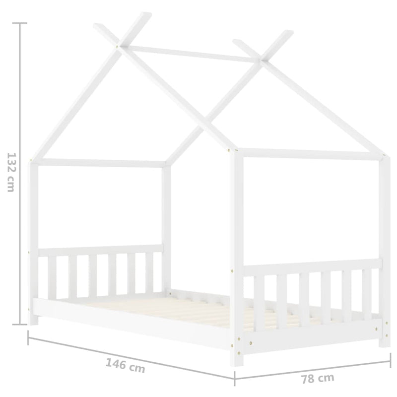 vidaXL fehér tömör fenyőfa gyerekágy-keret 70 x 140 cm