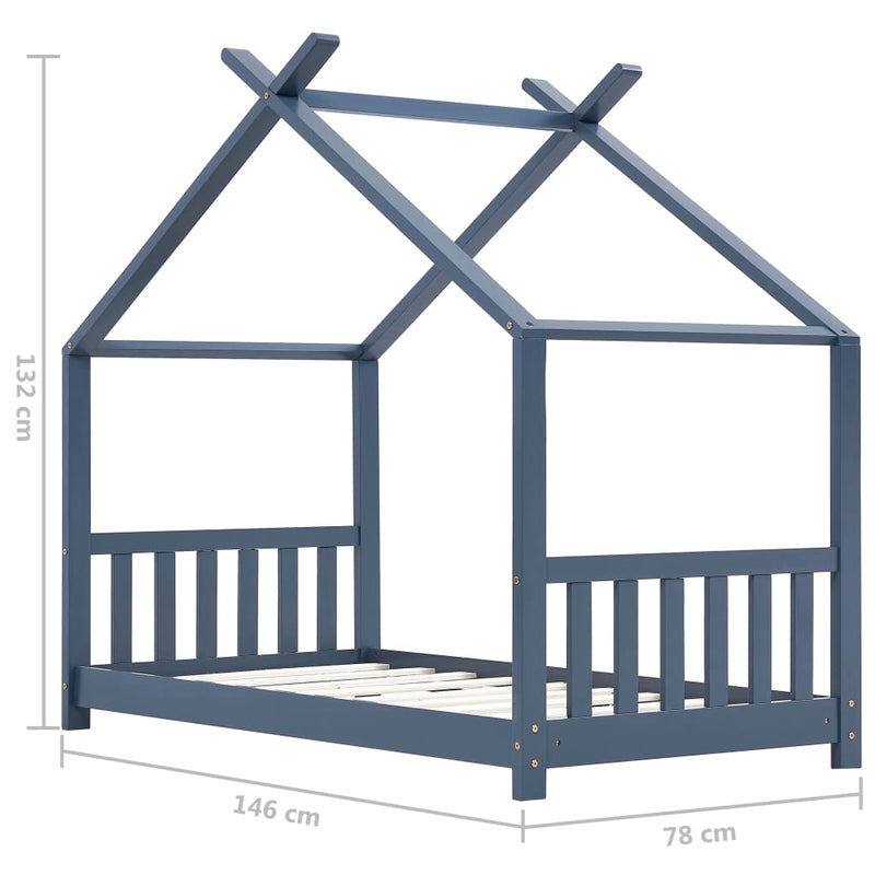 vidaXL szürke tömör fenyőfa gyerekágy-keret 70 x 140 cm