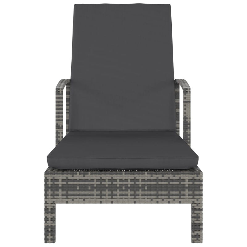 vidaXL szürke polyrattan karfás napozóágy