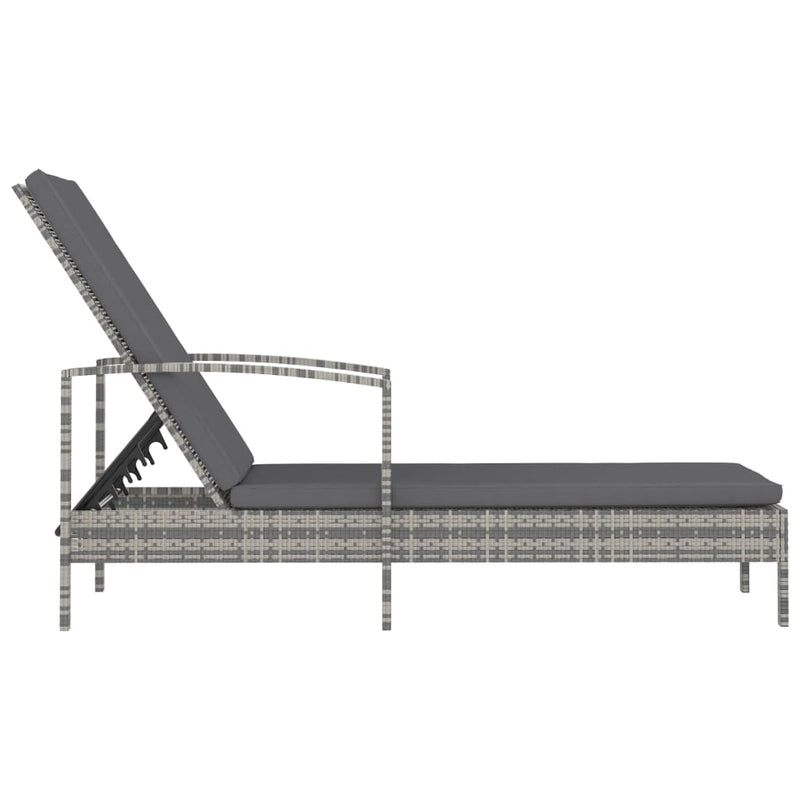vidaXL szürke polyrattan karfás napozóágy