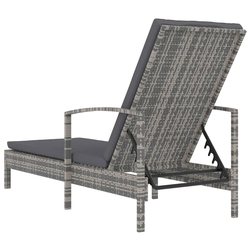 vidaXL szürke polyrattan karfás napozóágy