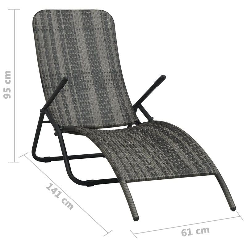 vidaXL szürke összecsukható polyrattan napozóágy
