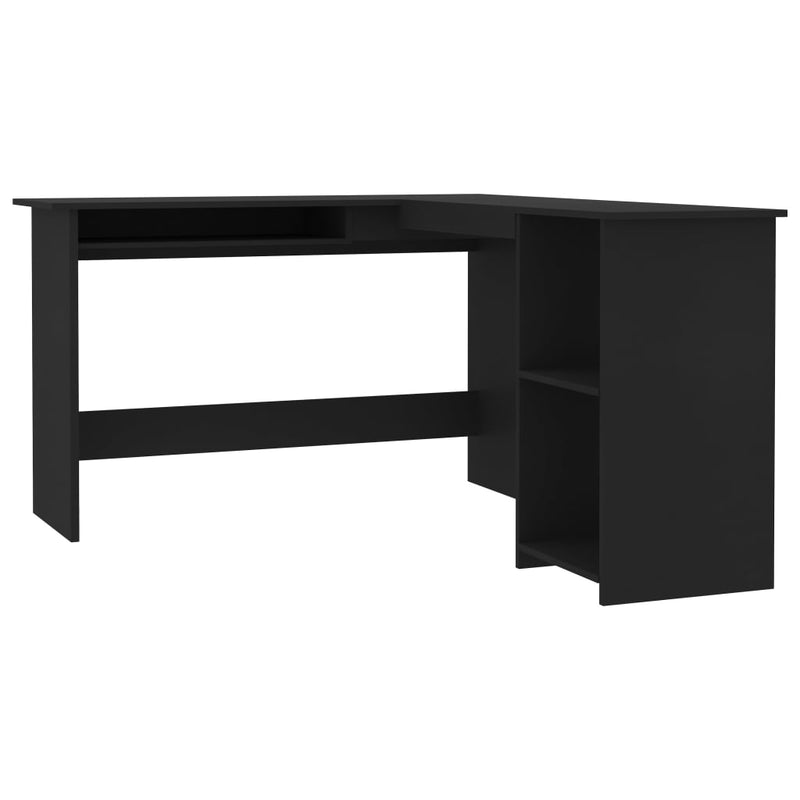 vidaXL fekete szerelt fa L-alakú sarok-íróasztal 120 x 140 x 75 cm