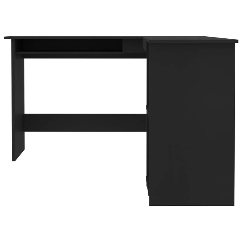 vidaXL fekete szerelt fa L-alakú sarok-íróasztal 120 x 140 x 75 cm
