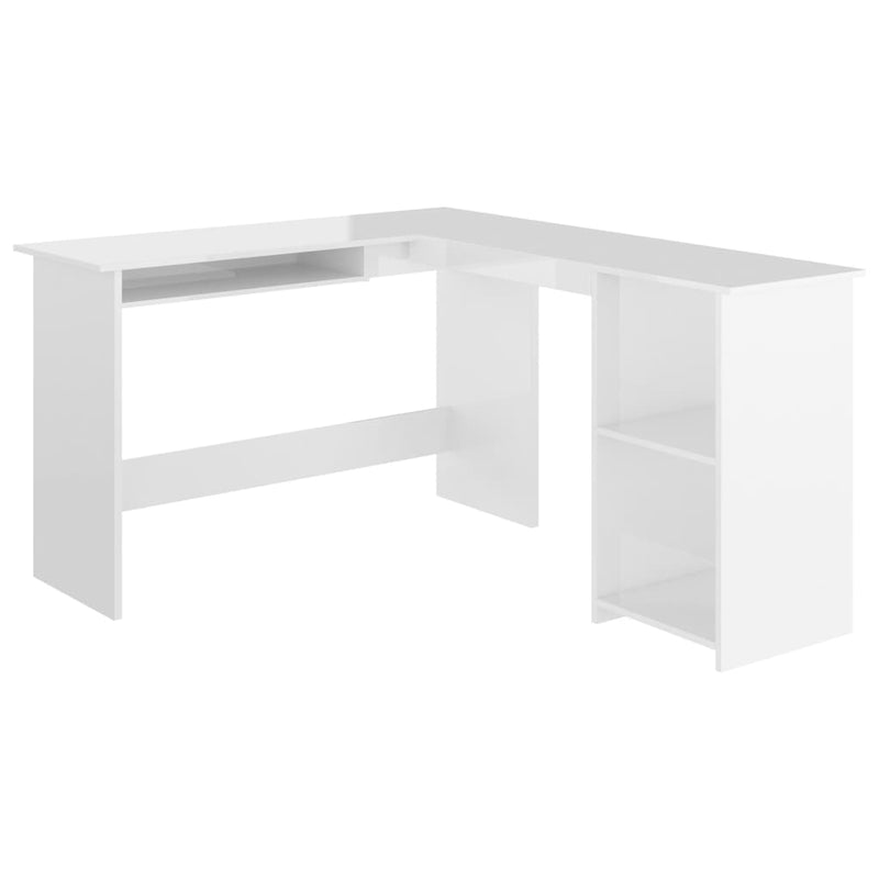 vidaXL fehér magasfényű L-alakú sarok-íróasztal 120 x 140 x 75 cm