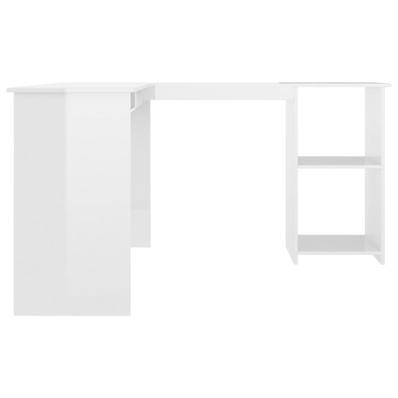 vidaXL fehér magasfényű L-alakú sarok-íróasztal 120 x 140 x 75 cm