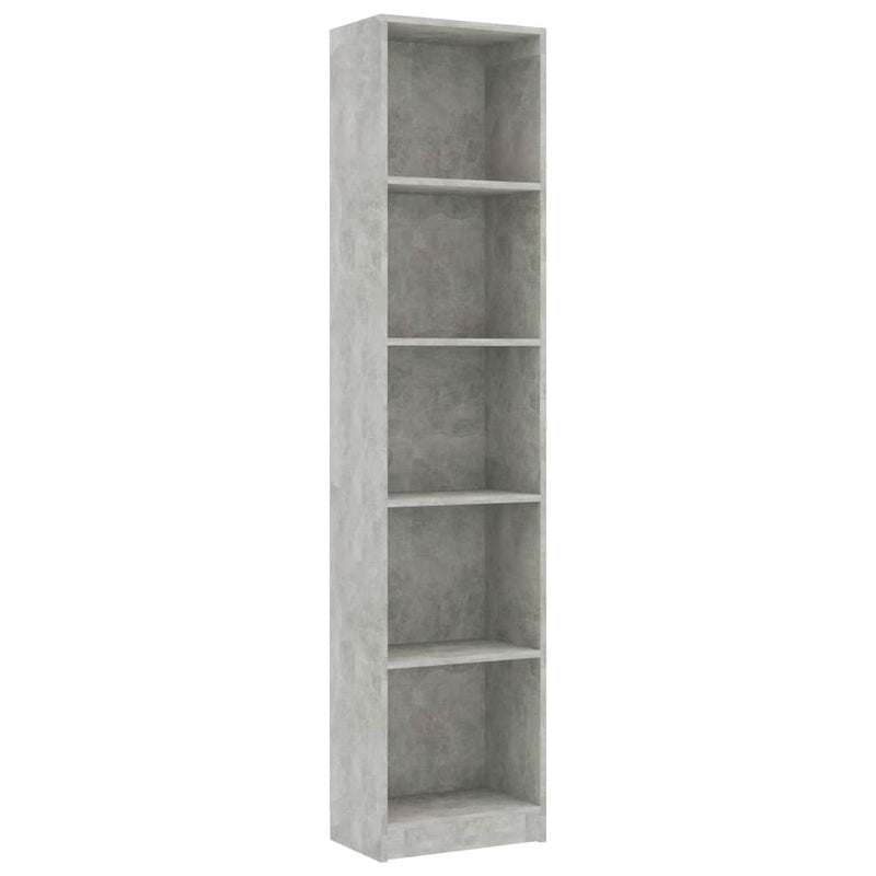 vidaXL 5-szintes betonszürke szerelt fa könyvszekrény 40 x 24 x 175 cm