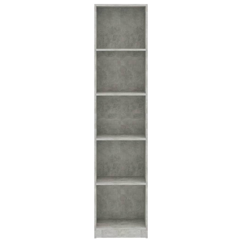 vidaXL 5-szintes betonszürke szerelt fa könyvszekrény 40 x 24 x 175 cm